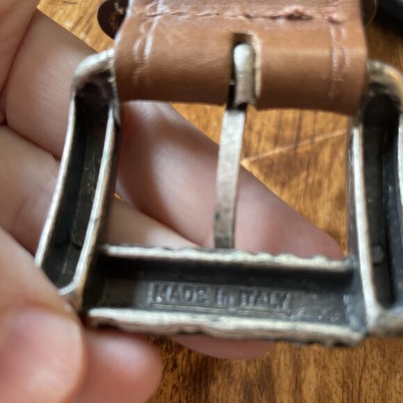 VINTAGE Brighton Western Concho Leather Belt Size M Brown Silver Boho Italy - Picture 8 of 8